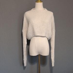 Urban Outfitters Cream Ribbed Cropped Sweater